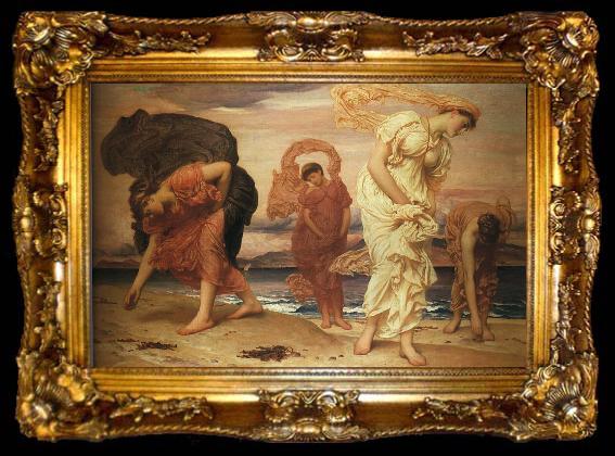 framed  Lord Frederic Leighton Greek Girls Picking Up Pebbles by the Sea, ta009-2